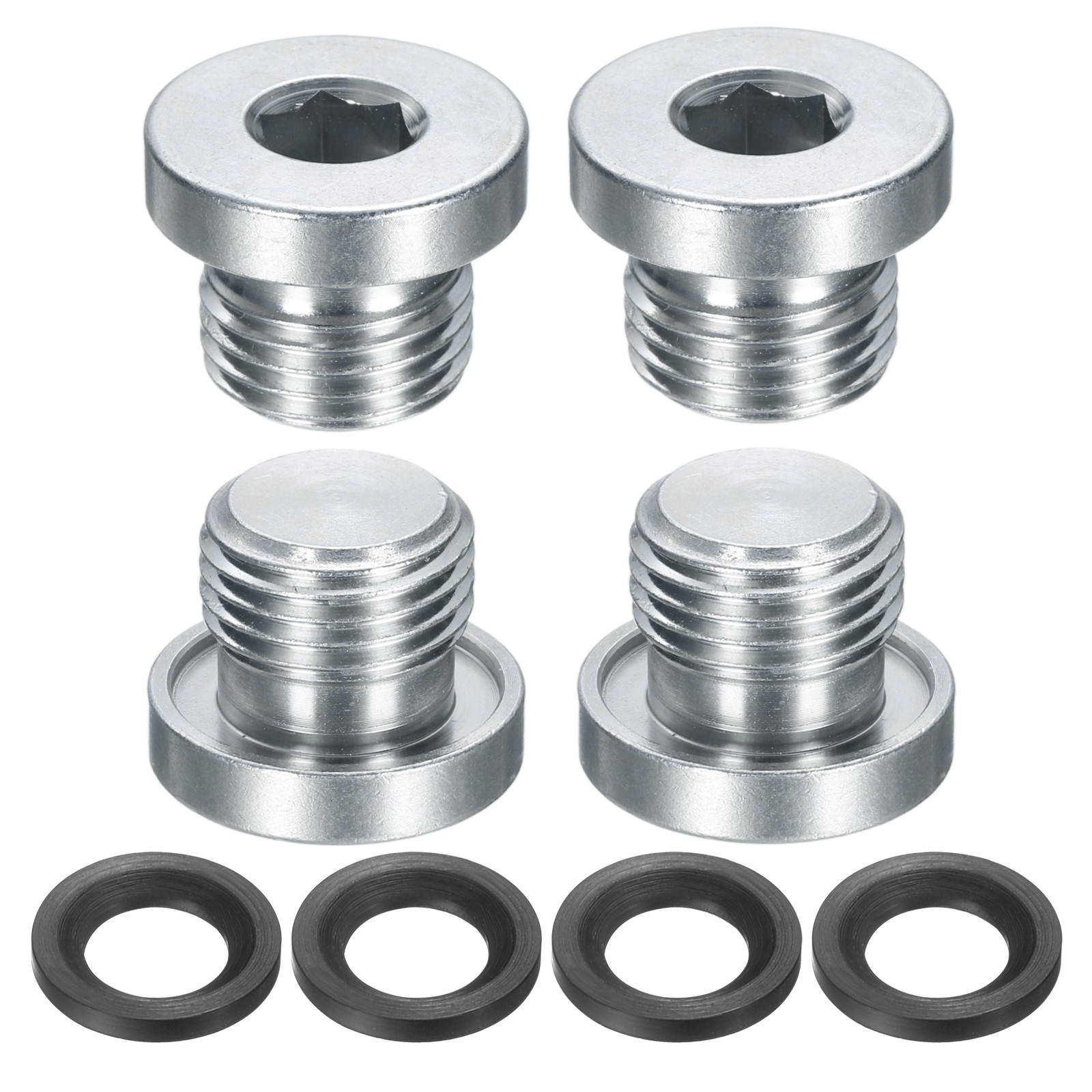 4Pcs M16x2 Carbon Steel Inner Hex Head Pipe Fitting Plug with O-Ring