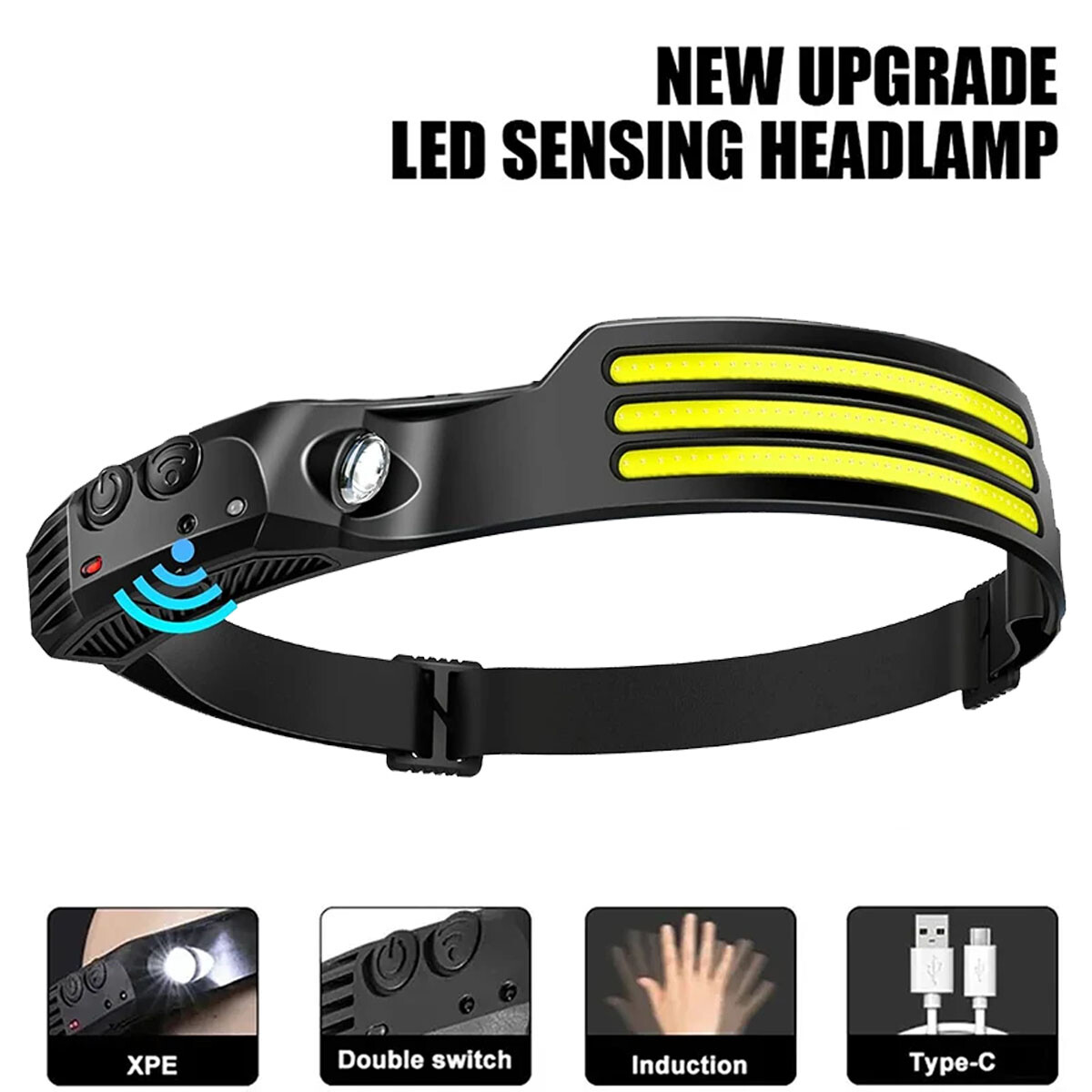 Outdoor Headlamp Night Light LED Motion Sensor Head Torch Headlight Lamps