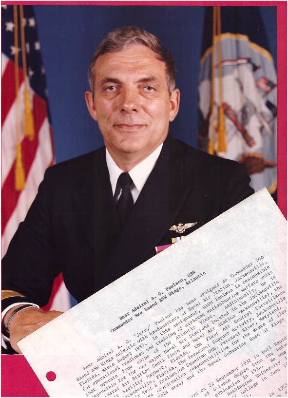 1984 Admiral A. G. Jerry Paulson Commander Sea Based ASW Wings Photo Documents