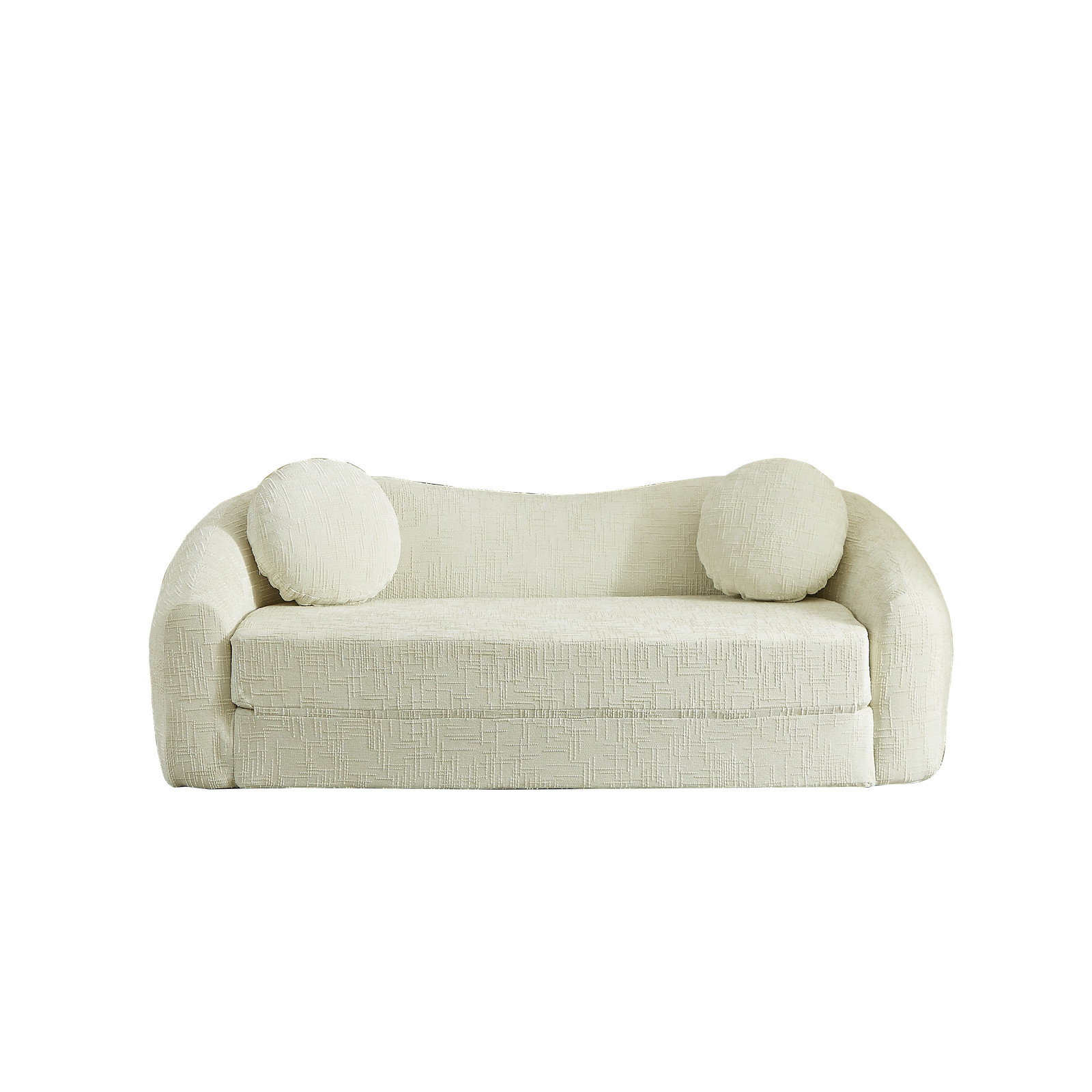 Curved Convertible Sofa Bed 2-in-1 Recliner, Chenille Foldable No Assembly Beige