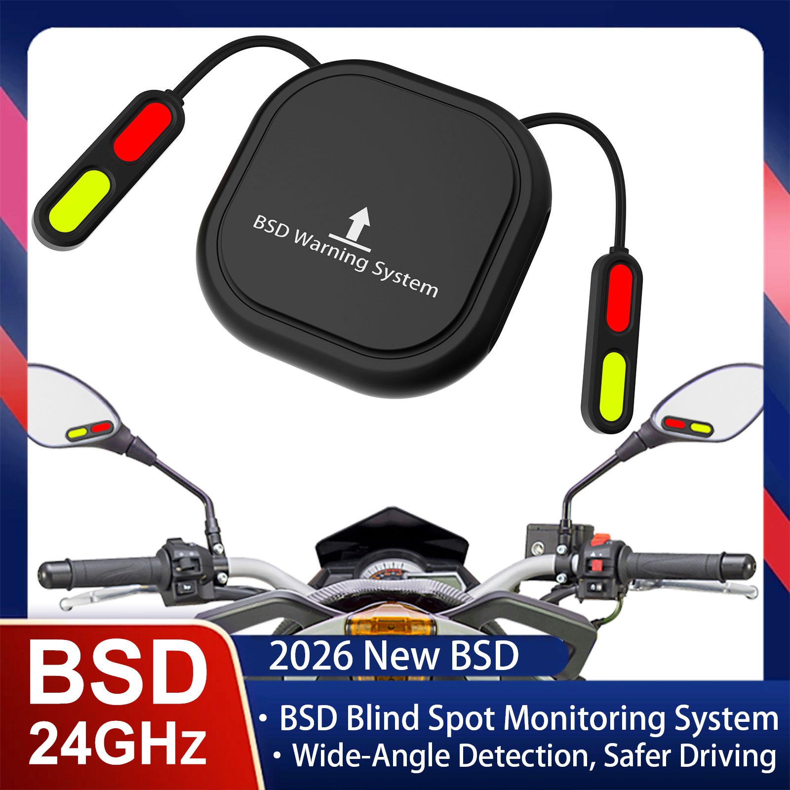 Motorcycle Safety Blind Spot Detection 24GHz Radar IP67 Waterproof LED Alert