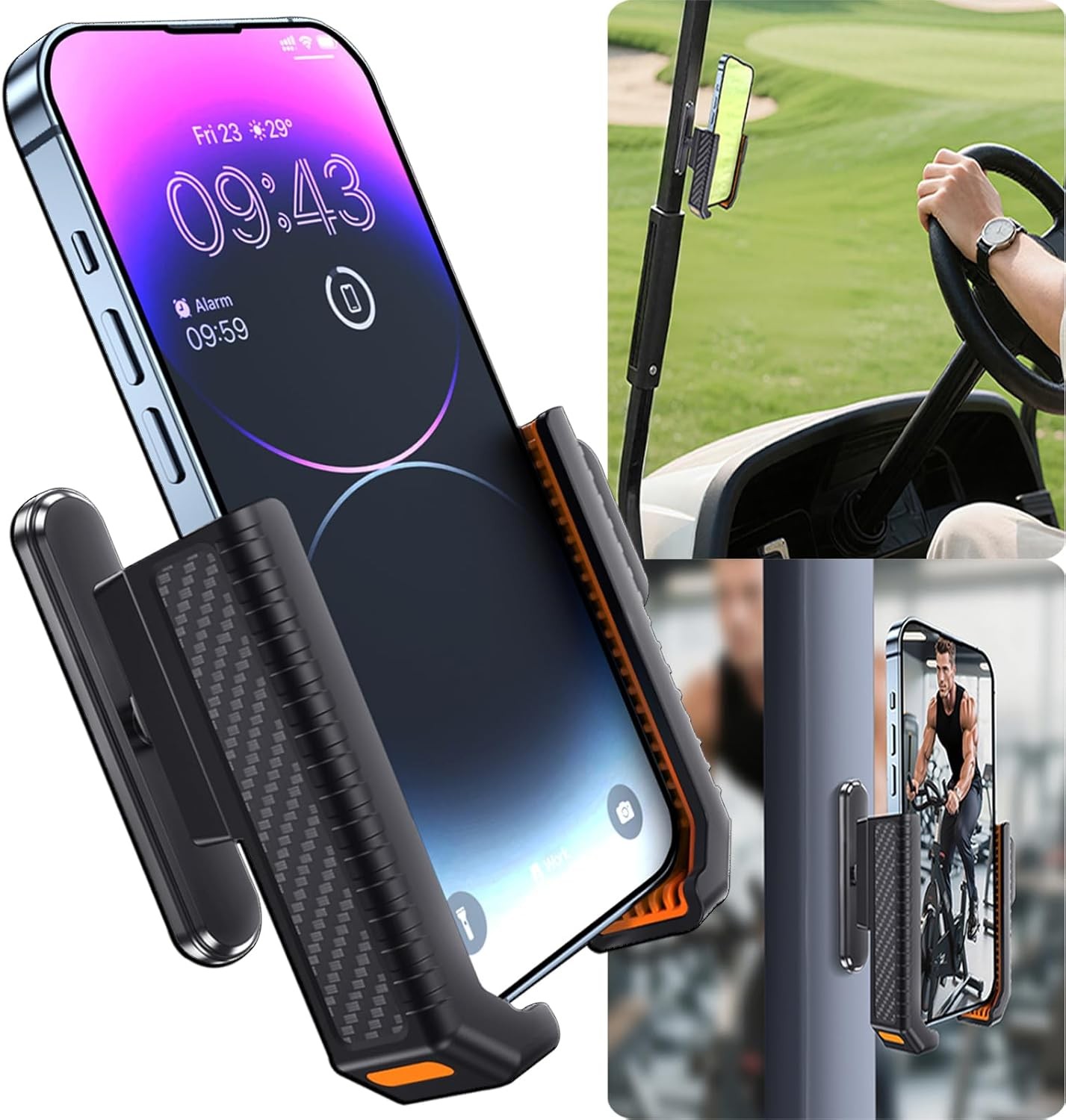 DIGI4U N52 Magnetic Phone Holder for Golf Cart – 360° Rotatable Mount, Narrow