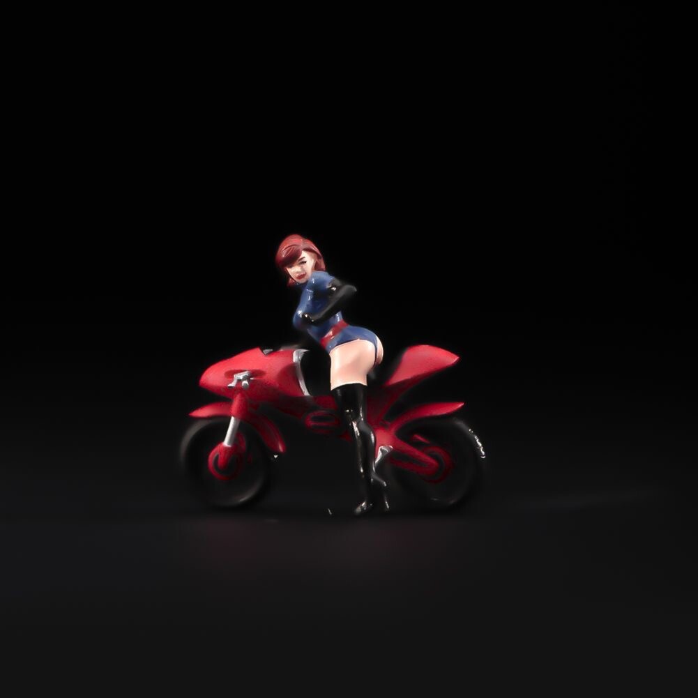 1:64 Painted Unpainted Figure Model Miniature Resin Diorama Sand Motorbike Girl