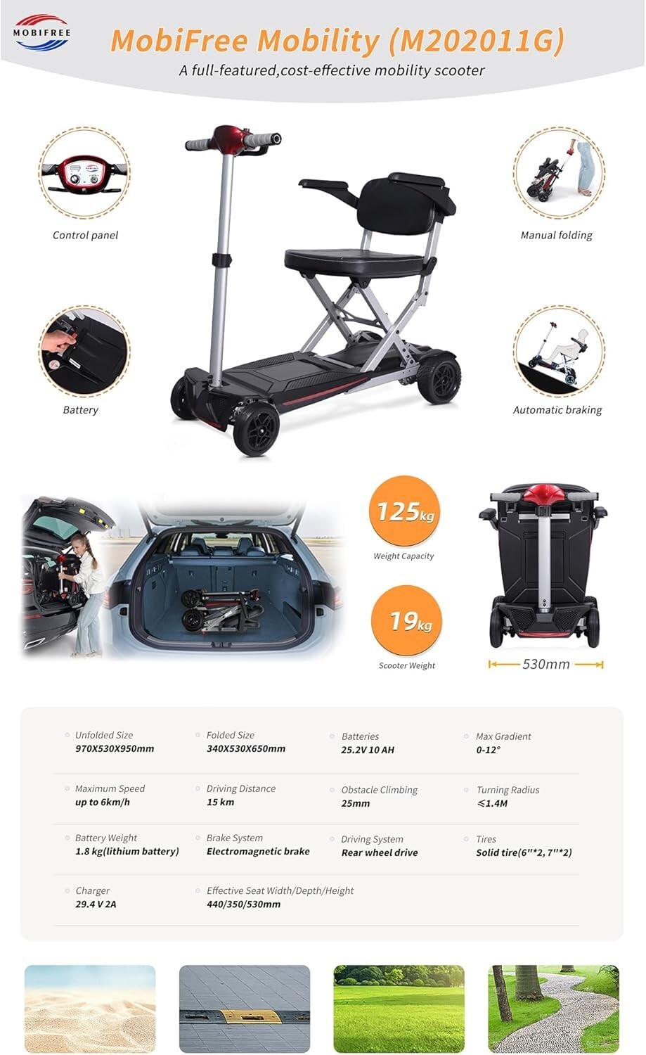 Folding Mobility Scooter Lightweight Electric Foldable Travel Scooter Blue