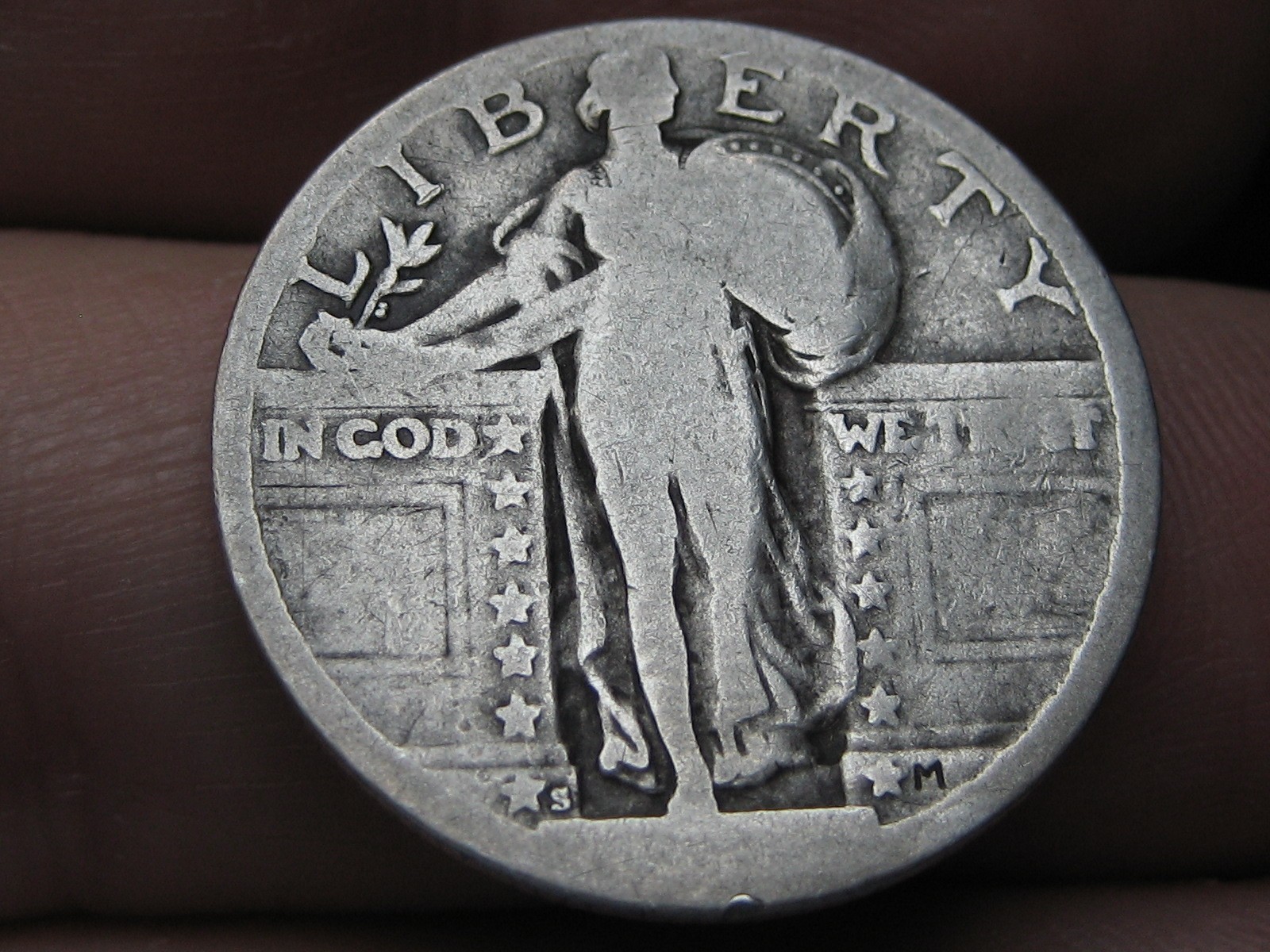 1917 S- 1924 S Standing Liberty Quarter, San Francisco, Raised Date, Dateless