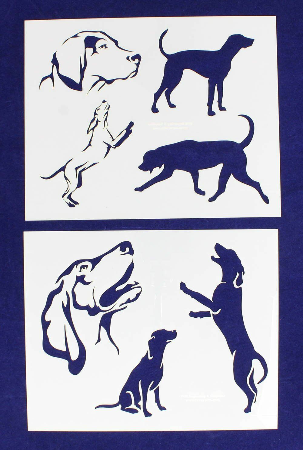 Blue Tic Hound Dog Stencils-Mylar 2 Pieces of 14 Mil 8" X 10" - Painting /Crafts