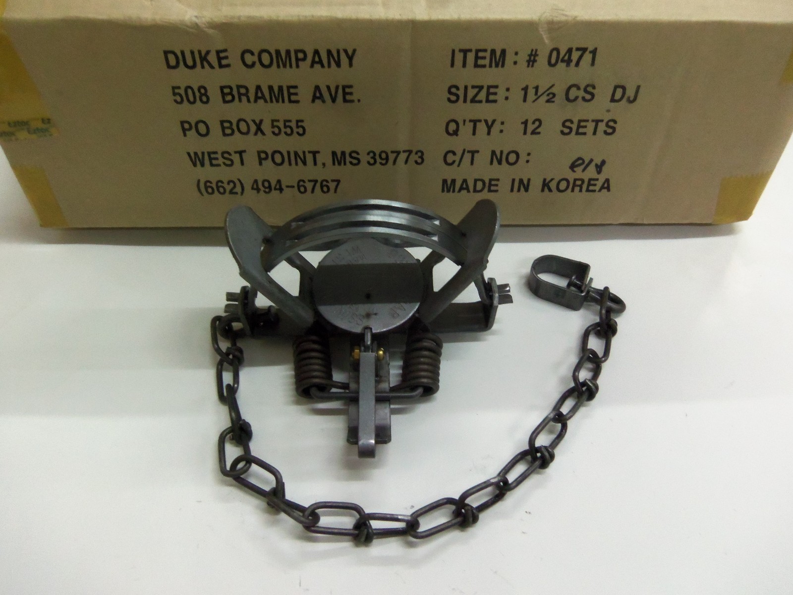 12 Duke #1 1/2 Double Jaw Coil Spring Trap 0471 Raccoon Mink Fox Trapping 4 3/4"