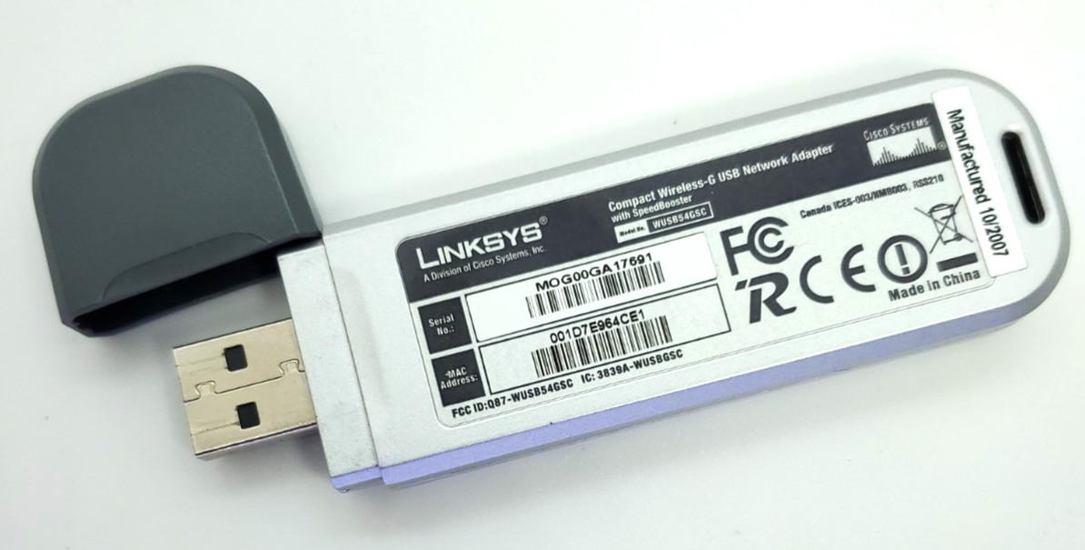 LINKSYS/CISCO SYSTEMS WUSB54GSC COMPACT WIRELESS-G USB ADAPTER