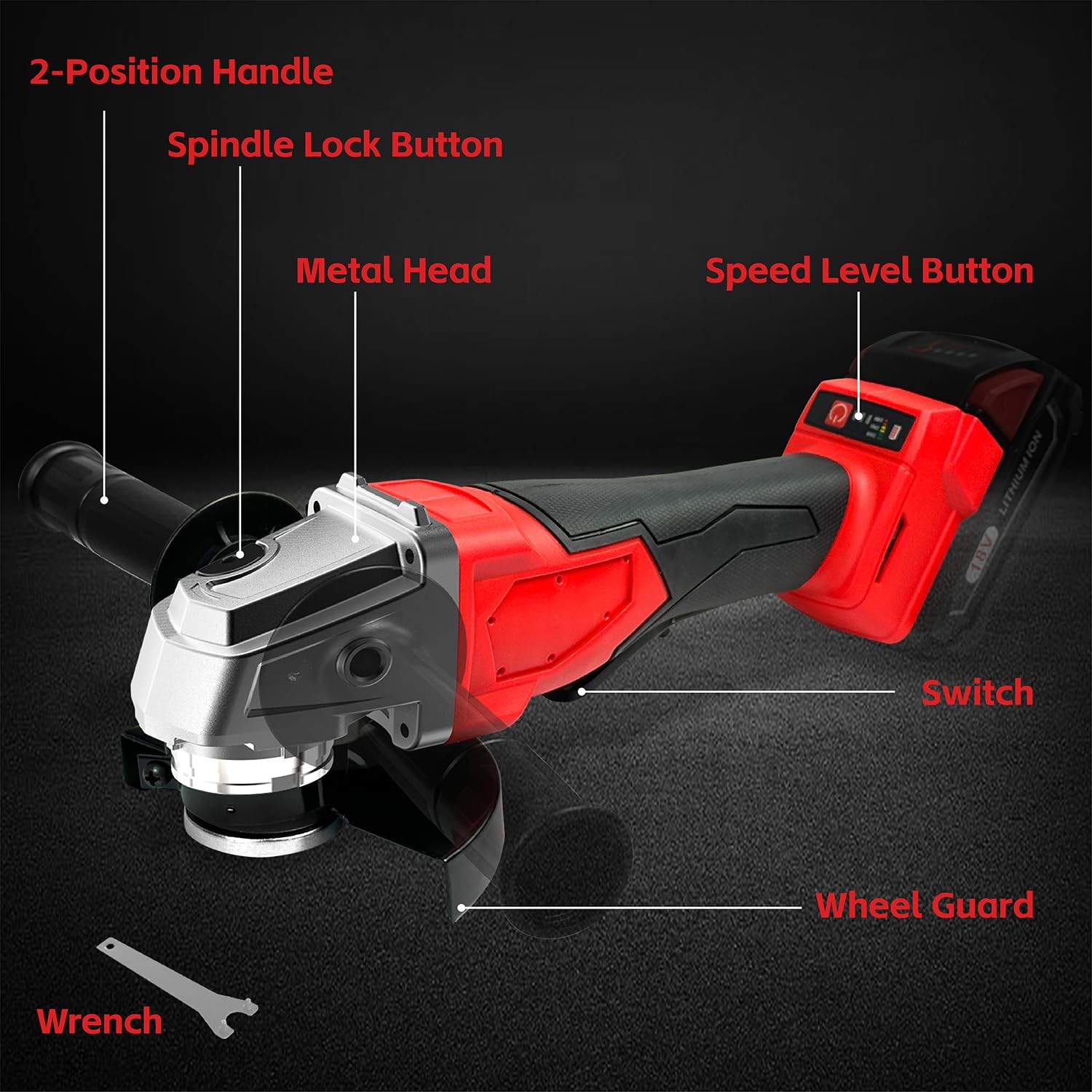 Cordless Angle Grinder Fit for Milwaukee M18 18V Battery