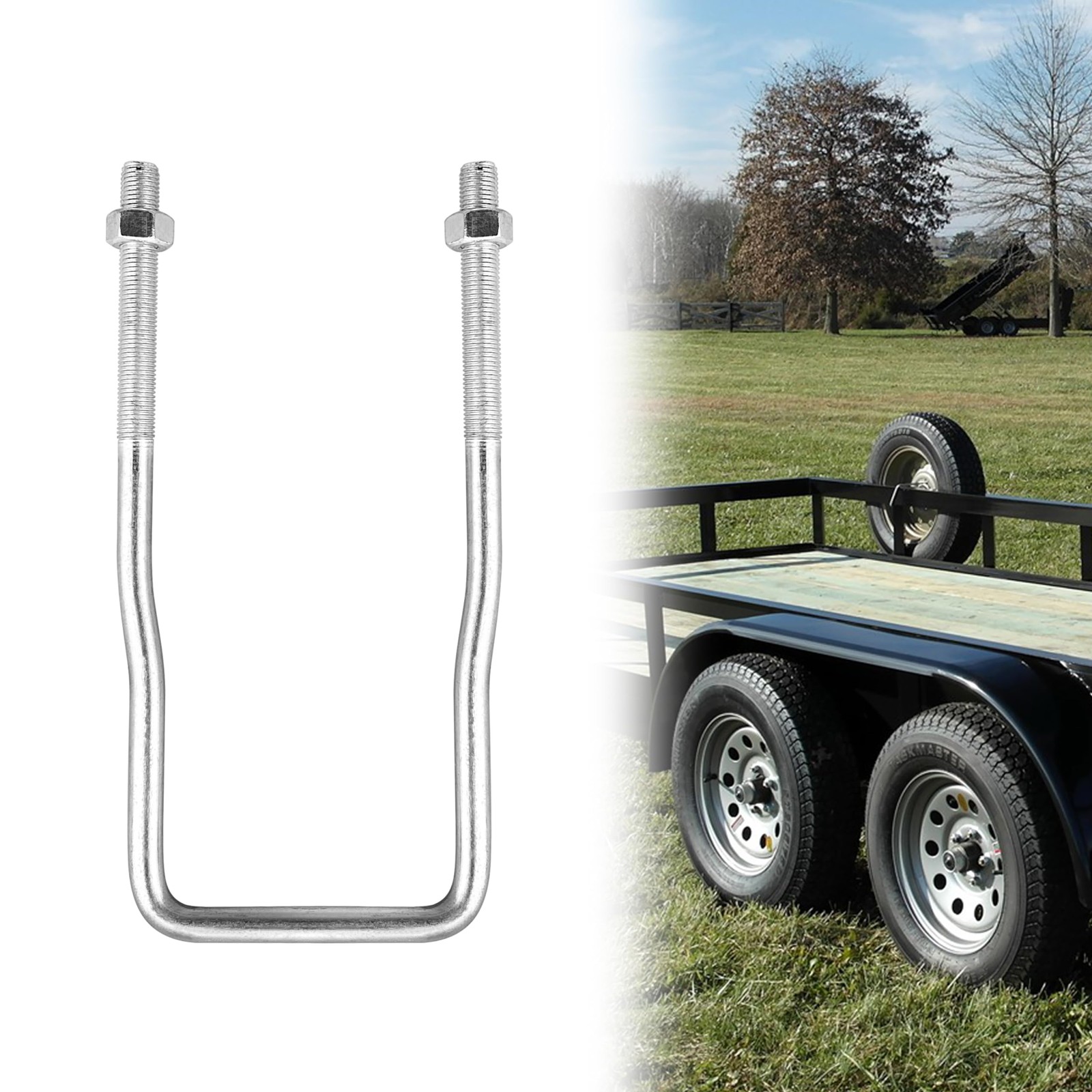 U-Bolt Spare Tire Carrier Holder Bracket for Trailer Side Mount 4 or 5 Lug Zi...
