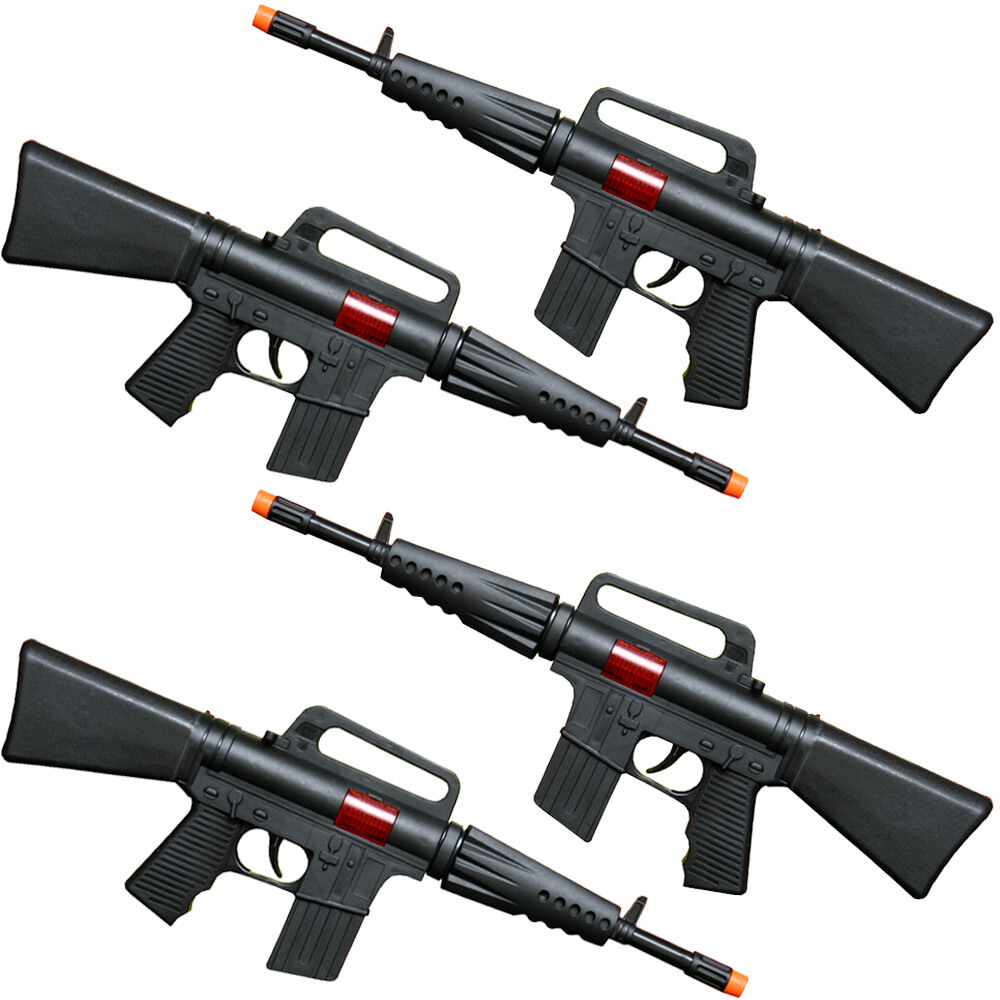 Set of 4 - Black Gun Toy, M-16, CAR-15, Sounds, No Battery Needed, 16 Inches
