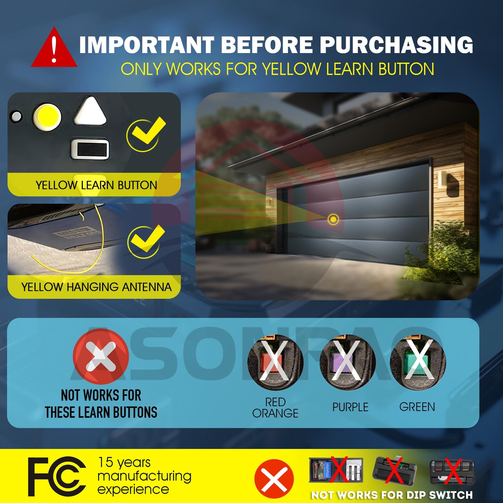 2 For 953estd Chamberlain Garage Door Opener Remote yellow Learn Button Securit