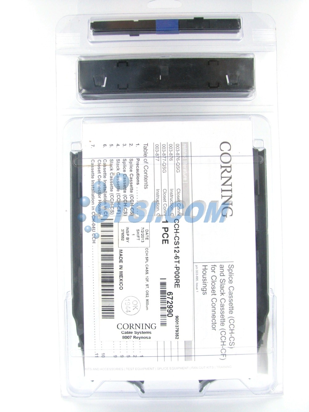 Corning CCH-CS12-6T-P00RE Splice Cassette, 12 Fiber, ST Simplex OS2 SM ~STSI