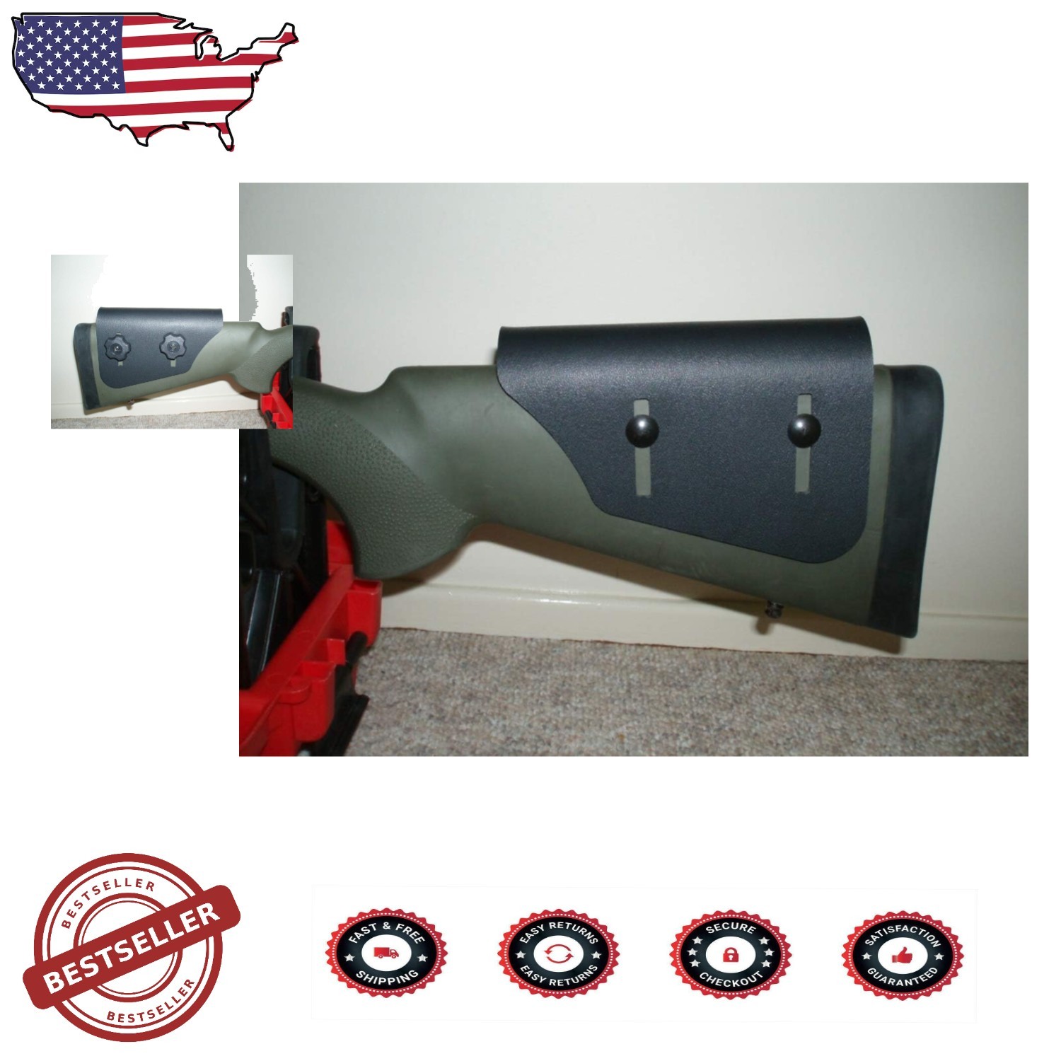 Precision-Made Adjustable Cheek Rest Riser .125" - Fits Wood & Composite Stocks