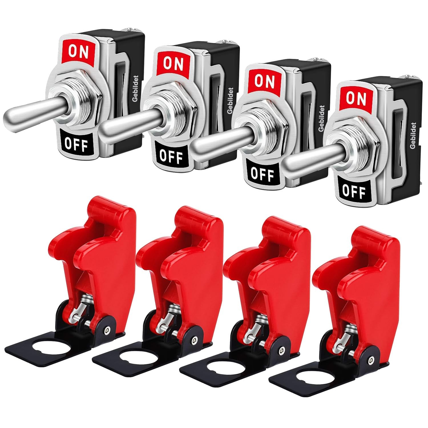 Gebildet 10A/12VDC, 6A/24VDC Universal Rocker Toggle Switch with Waterproof C...