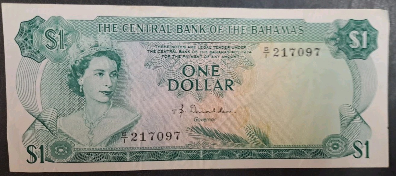 1974 Bahamas 1 Dollar P35a2, B1-217097.