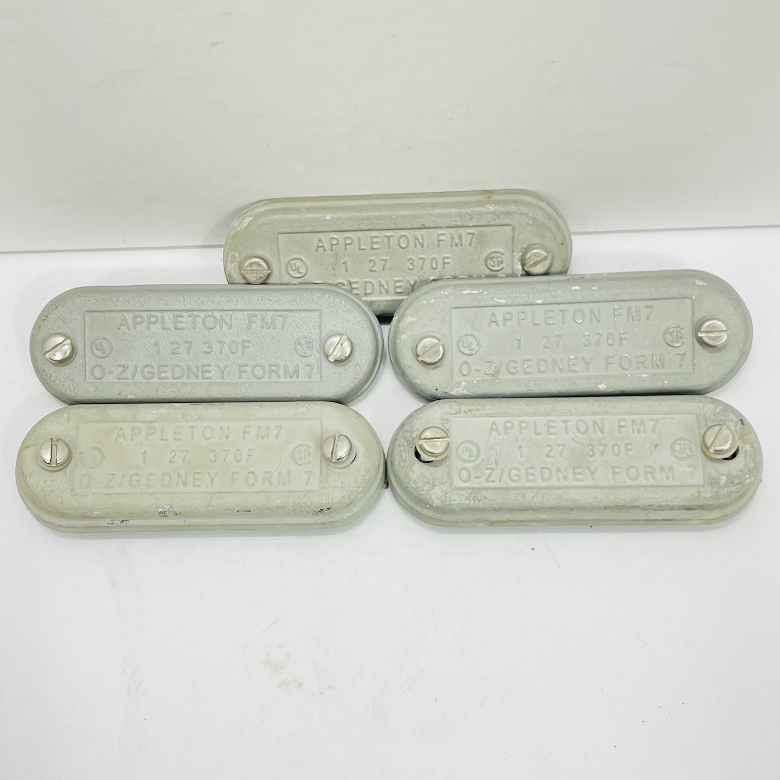 Qty 5 Appleton O-Z Gedney 370F 1” Conduit Body Covers FM7 Form 7 ~New Surplus~