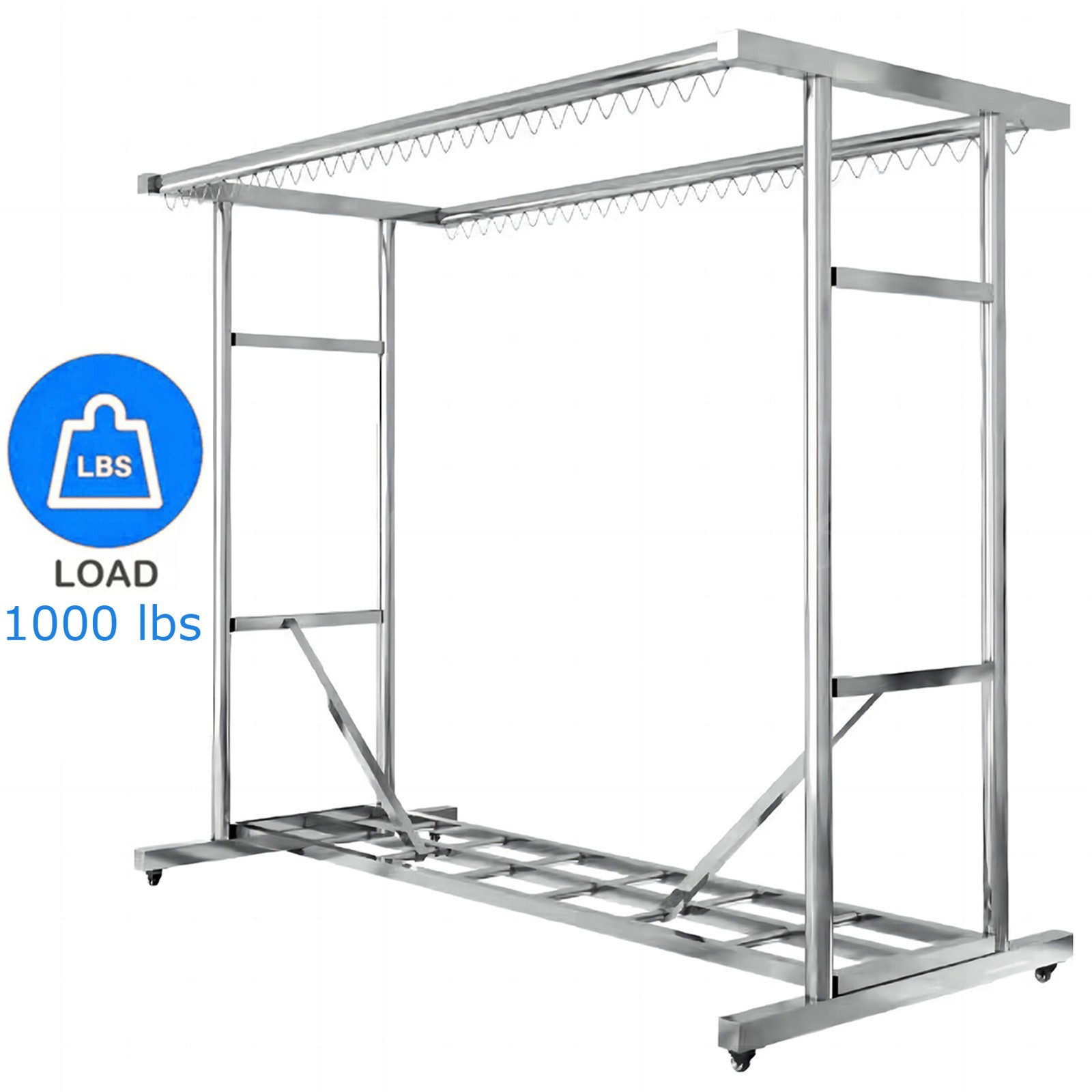 Clothes Rack Heavy Duty Clothing Garment Rack XL Double Hanging Rods 1000 lbs