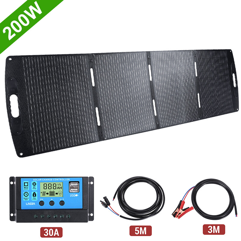 100W 200W Solar Panel Foldable Long-lasting IP65 MC4 Connectors, Controller