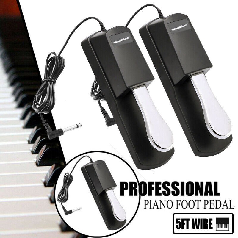 2PCS Universal Electric Keyboard Sustain Foot Pedal with Polarity Switch Design