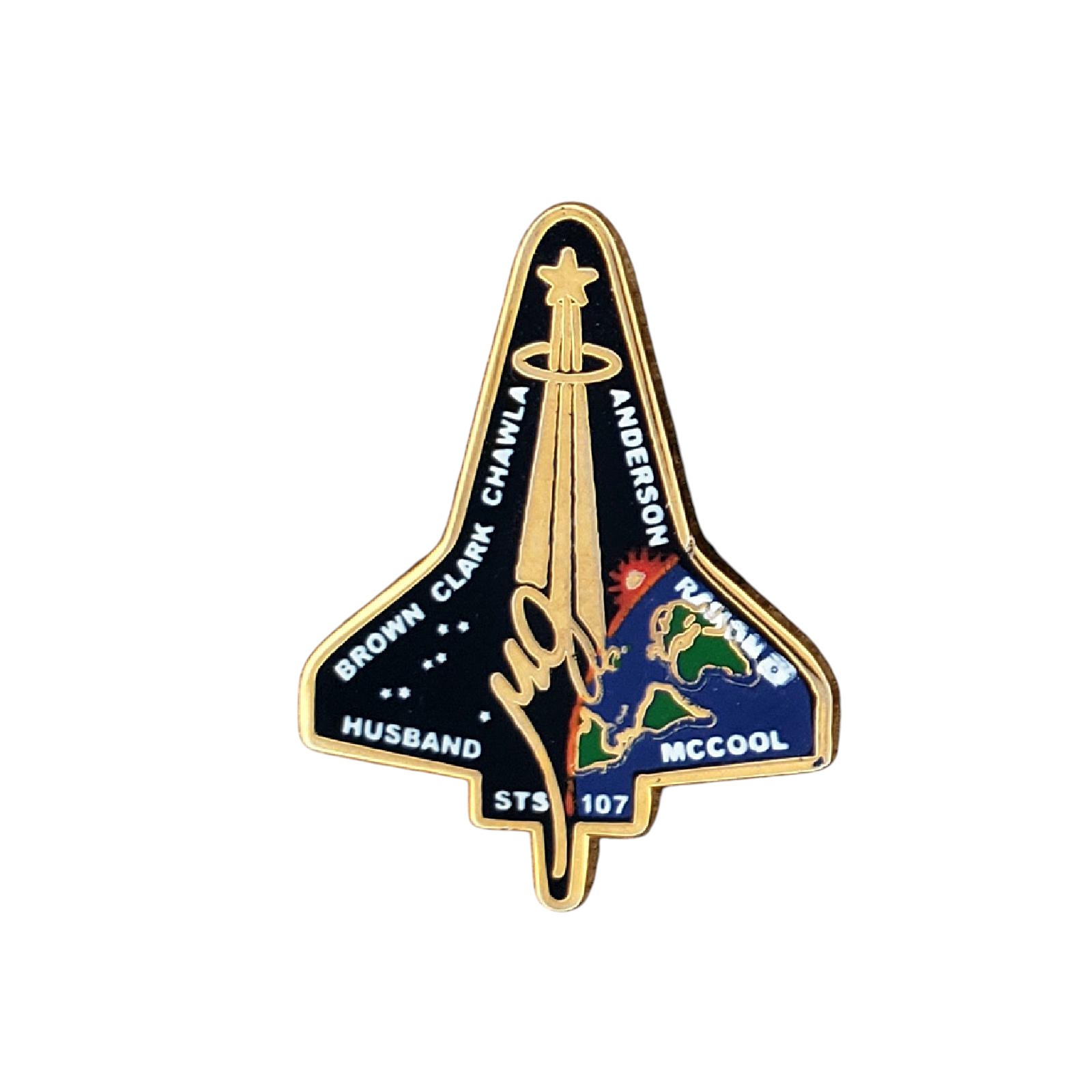 NASA STS-107 Space Shuttle Columbia Crew Mission Lapel Pin Brown Clark Anderson