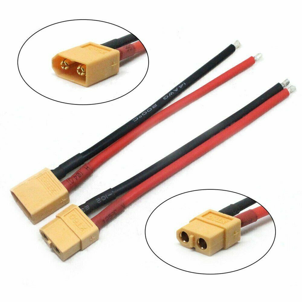 2PC Of XT60 Battery Male Female Connector Plug With Silicon 14 AWG Wire Cable