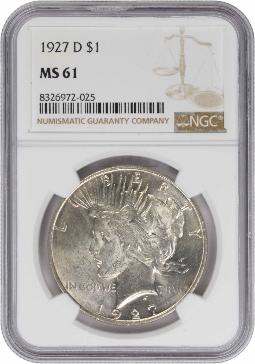 1927-D Peace Silver Dollar MS61 NGC