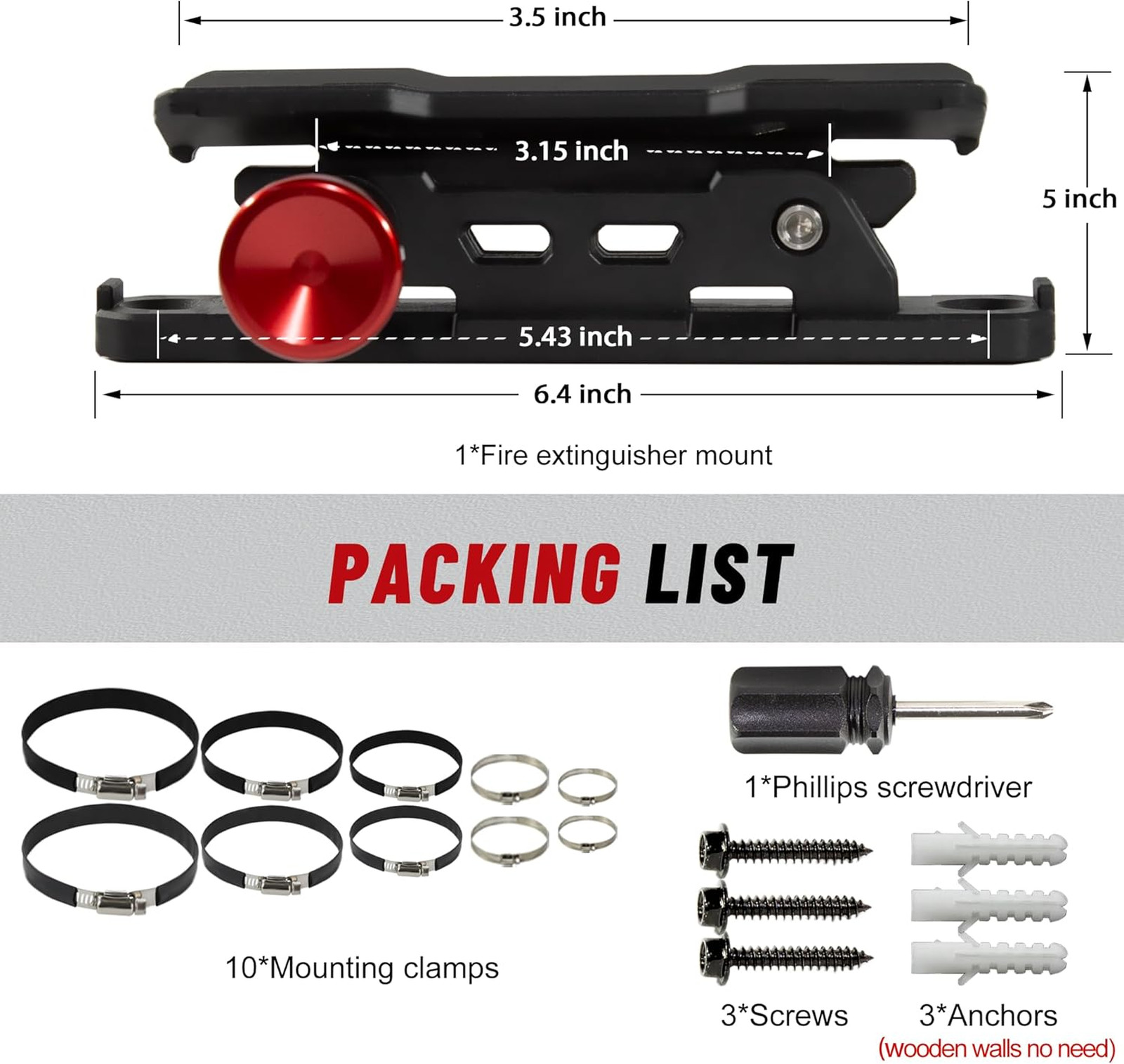 Fire Extinguisher Mount Universal Fit with Quick Release Clamps for Roll Bar