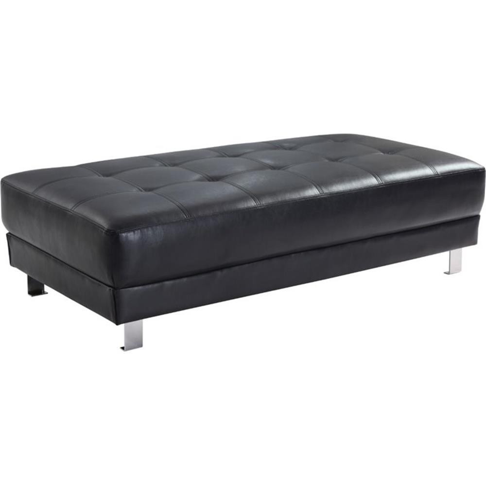 Glory Furniture Riveredge Faux Leather Milan Ottoman in Black
