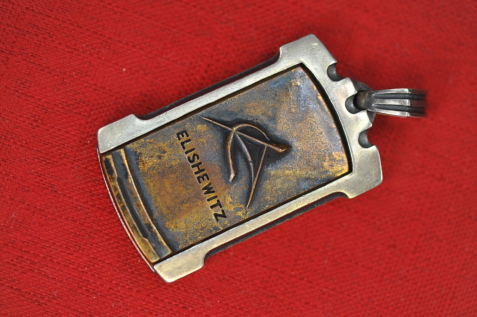 2 Piece Allen Elishewitz/Rev Hartz Silver/Bronze Dog Tag Pendant