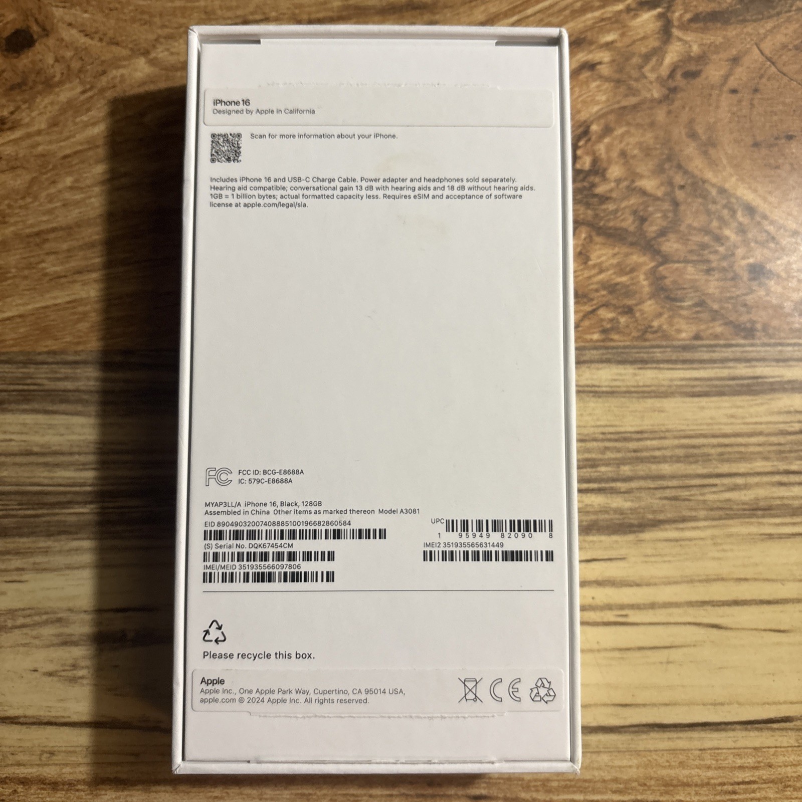 Apple iPhone 16 Box Only