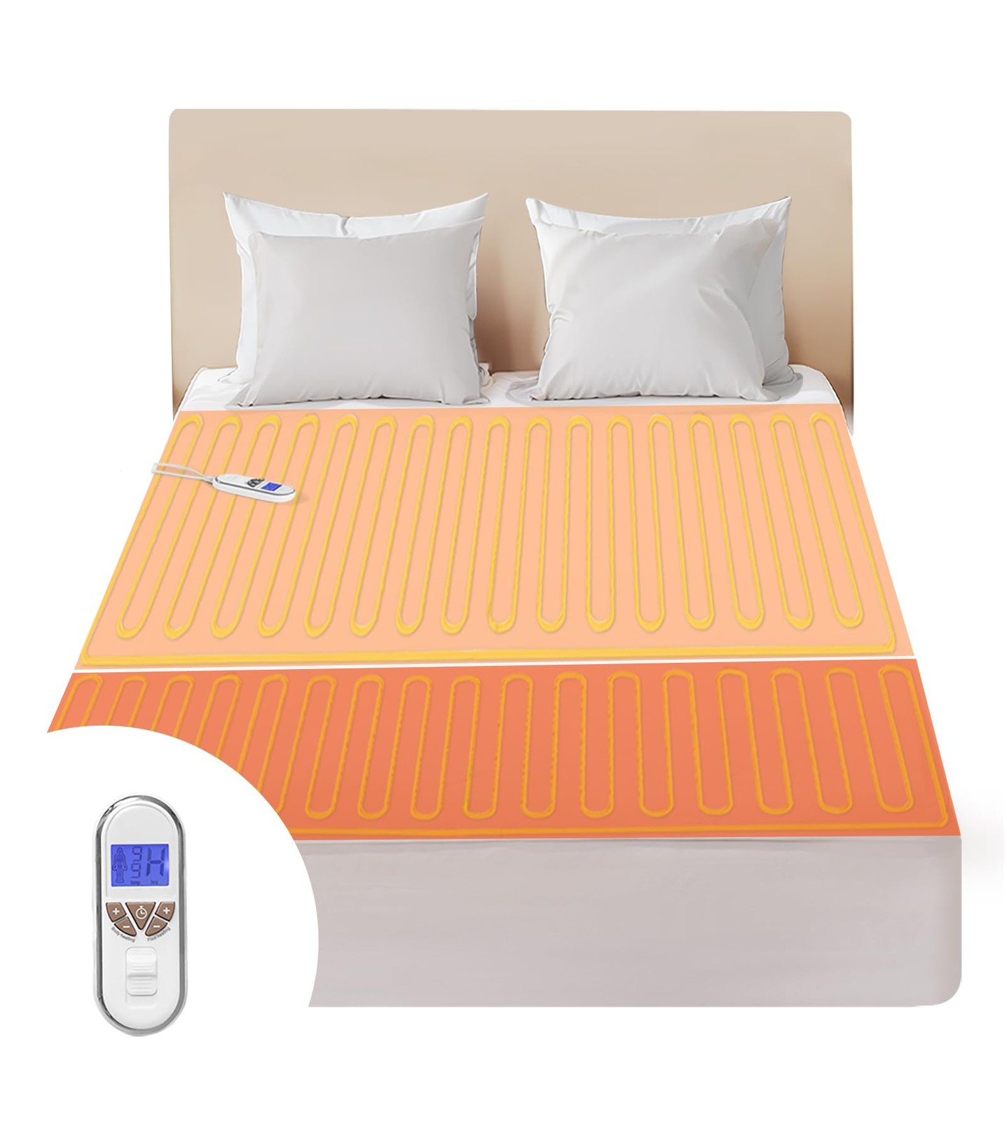 Bwarm Premium Multi-Zone Electric Heated Mattress Pad Twin Size, Twin, White