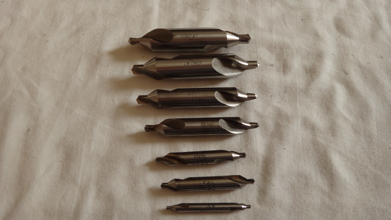 Lot of USED KEO 7 PC COMBINED DRILL & COUNTERSINK CENTER DRILL # 2, 4, 5, 6, 7