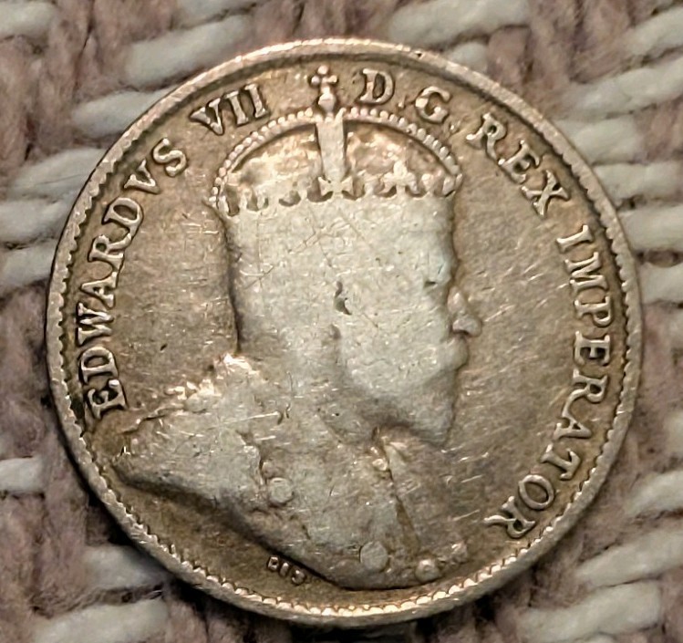 1910 Canada 5 Cents VG .925 Silver