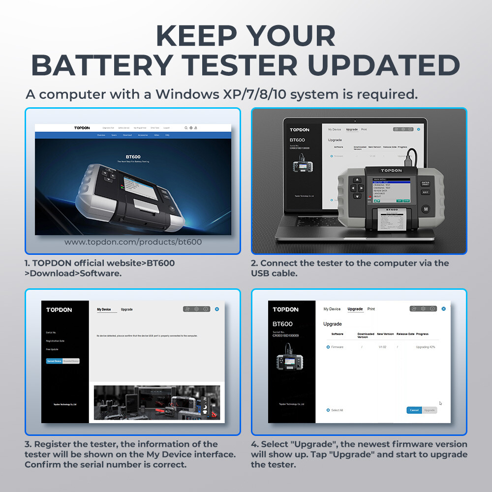 Car Battery Tester Charging Test Load Test With Built-in Printer TOPDON BT600