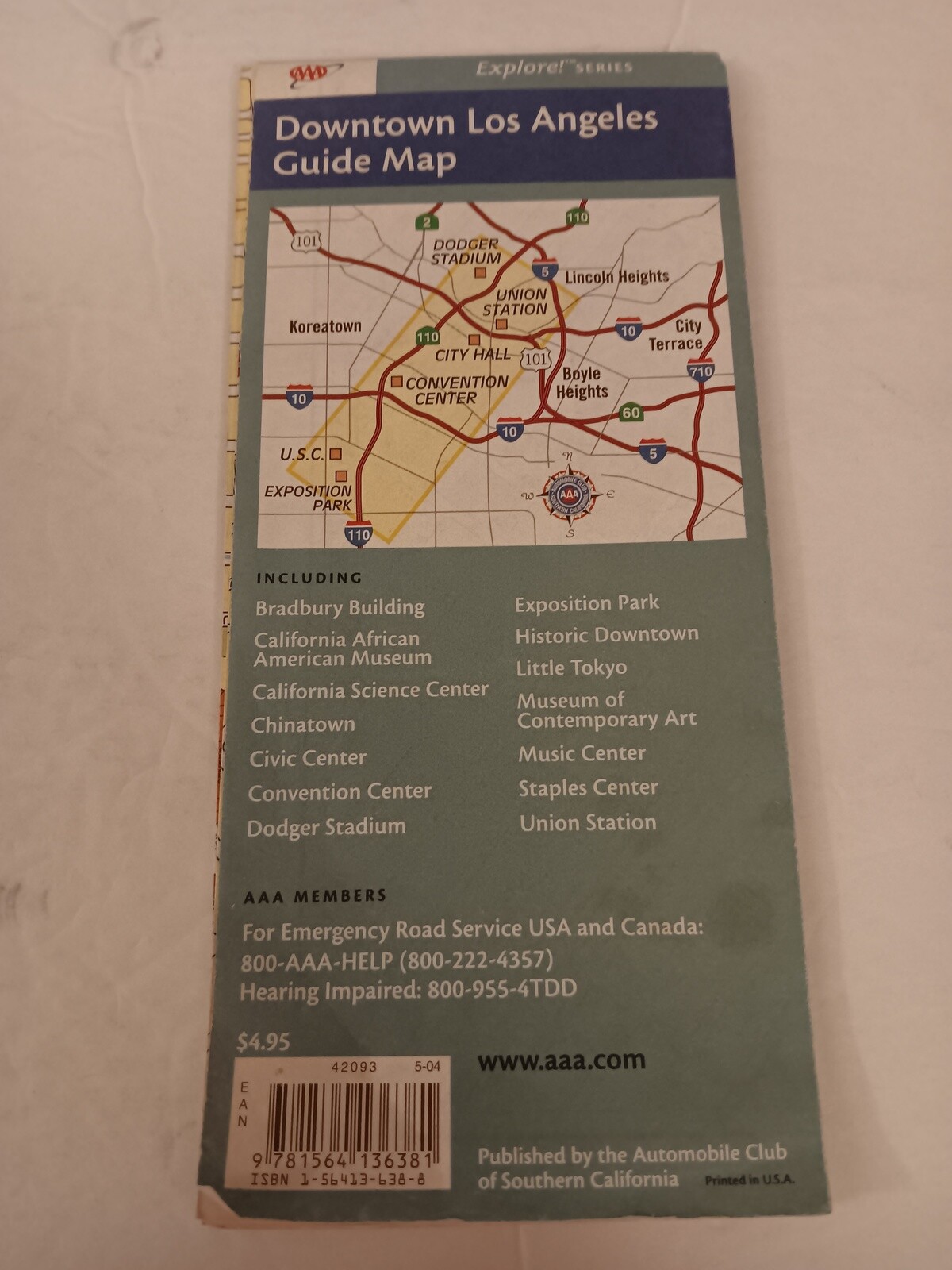 AAA Folded Map Explore! Series Downtown Los Angeles Guide Map 2004 Edition