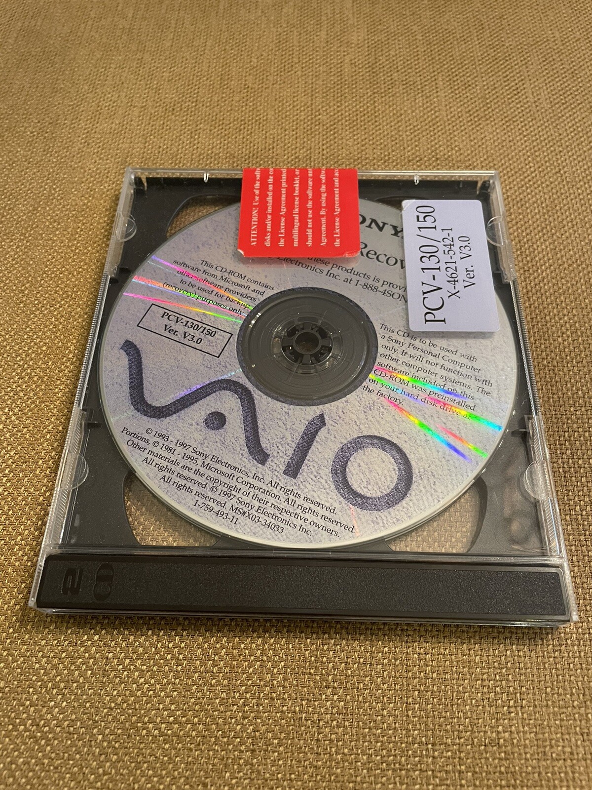 Brand New Sealed Sony Vaio Recovery 1993 - 1997 CD ROM PCV 130/150 Version V3.0