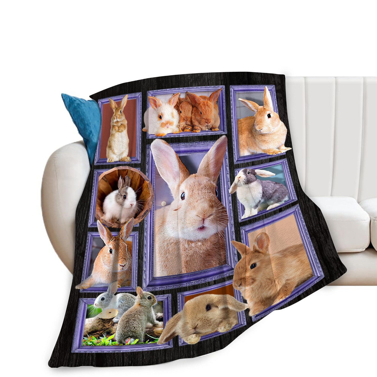 Easter Rabbit Blanket Warm Soft Plush Lightweight Fleece Couch 40x50 Inch