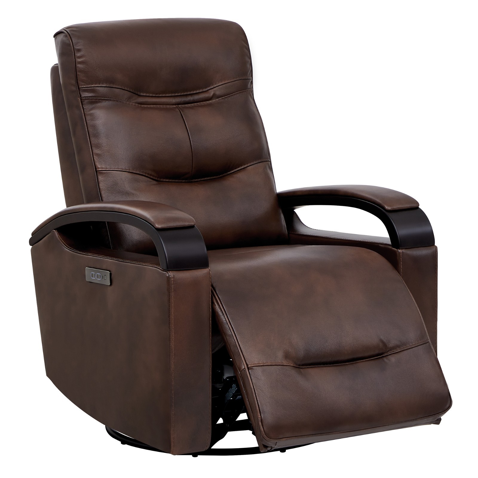 CHITA Genuine Leather Power Swivel Glider Rocker Recliner,Comfortable Headrest