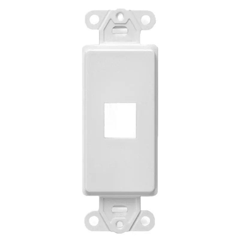 White 1-Port Keystone Jack Wall Plate Insert HDMI RJ45 Cat 6, Ethernet, RG6 Coax