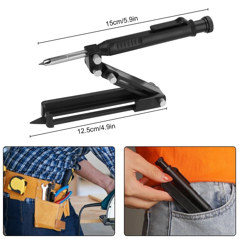 Multifunction Scribing Tool Adjustable Woodworking Measuring Construction Pencil