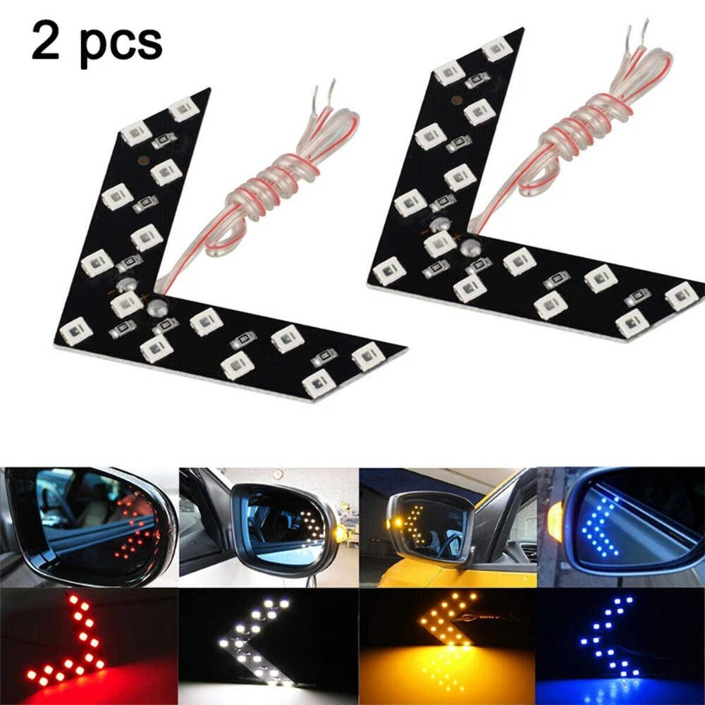 2 Piece 12V 14SMD LED Arrow Panel Lights for Car Rear View Mirror Turn Signals