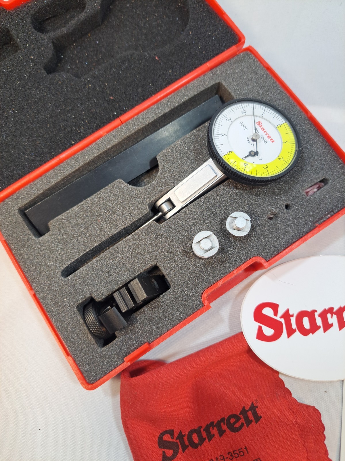 Starrett 708B Precision Dial Test Indicator Set .0001" with Case and Accessories