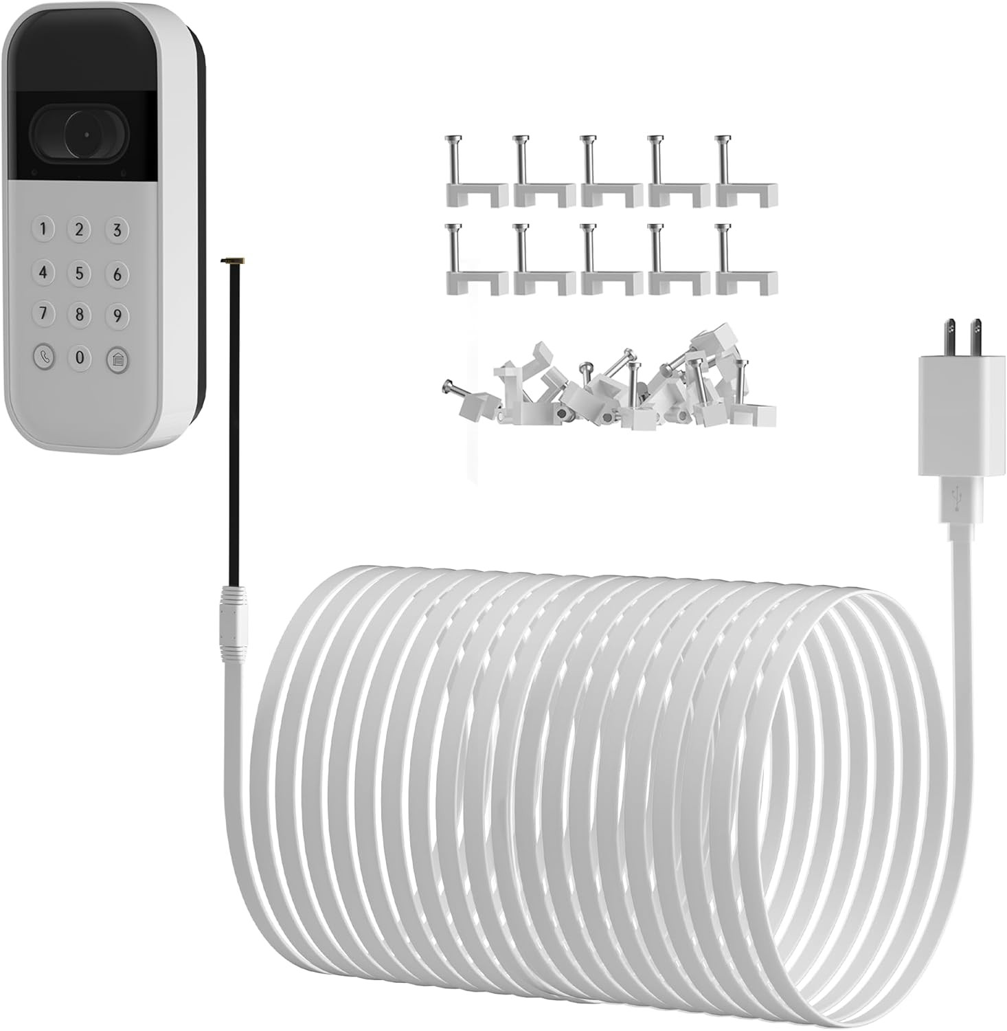 20Ft/6M Outdoor Power Cable & Adapter for Myq Smart Garage Door Video Keypad – W