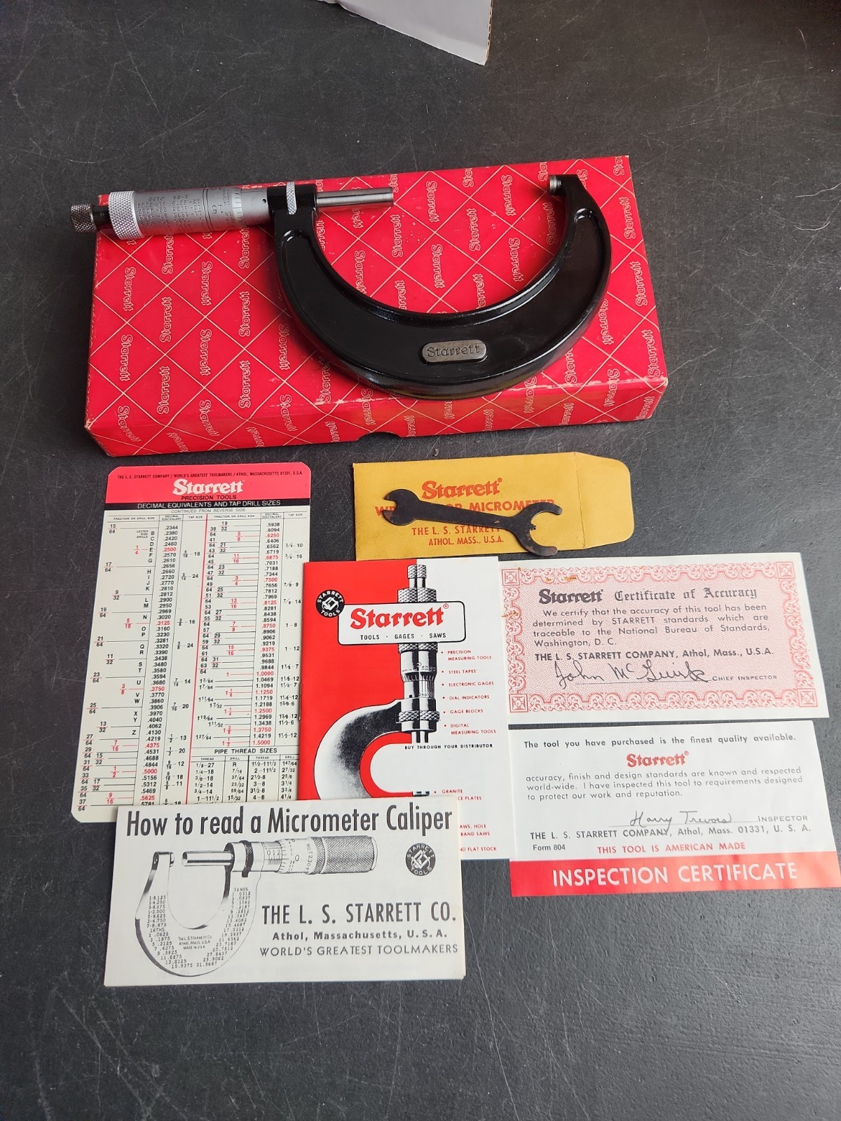 Starrett No. 436 Outside Micrometer 2-3in Mechanical 0.0001in, T436XRL-3