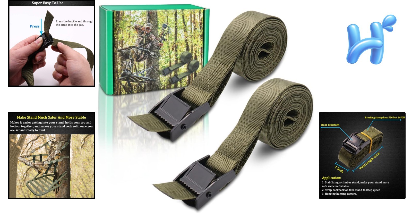 Adjustable Tree Stand Stabilizer Straps - Perfect for Hunters & Outdoorsmen