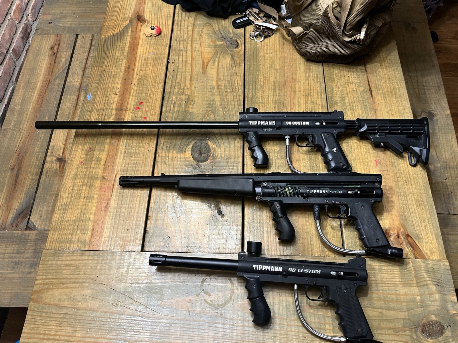 Tippmann 98-Custom Marker Lot Few After Market Barrels With Hoppers Included