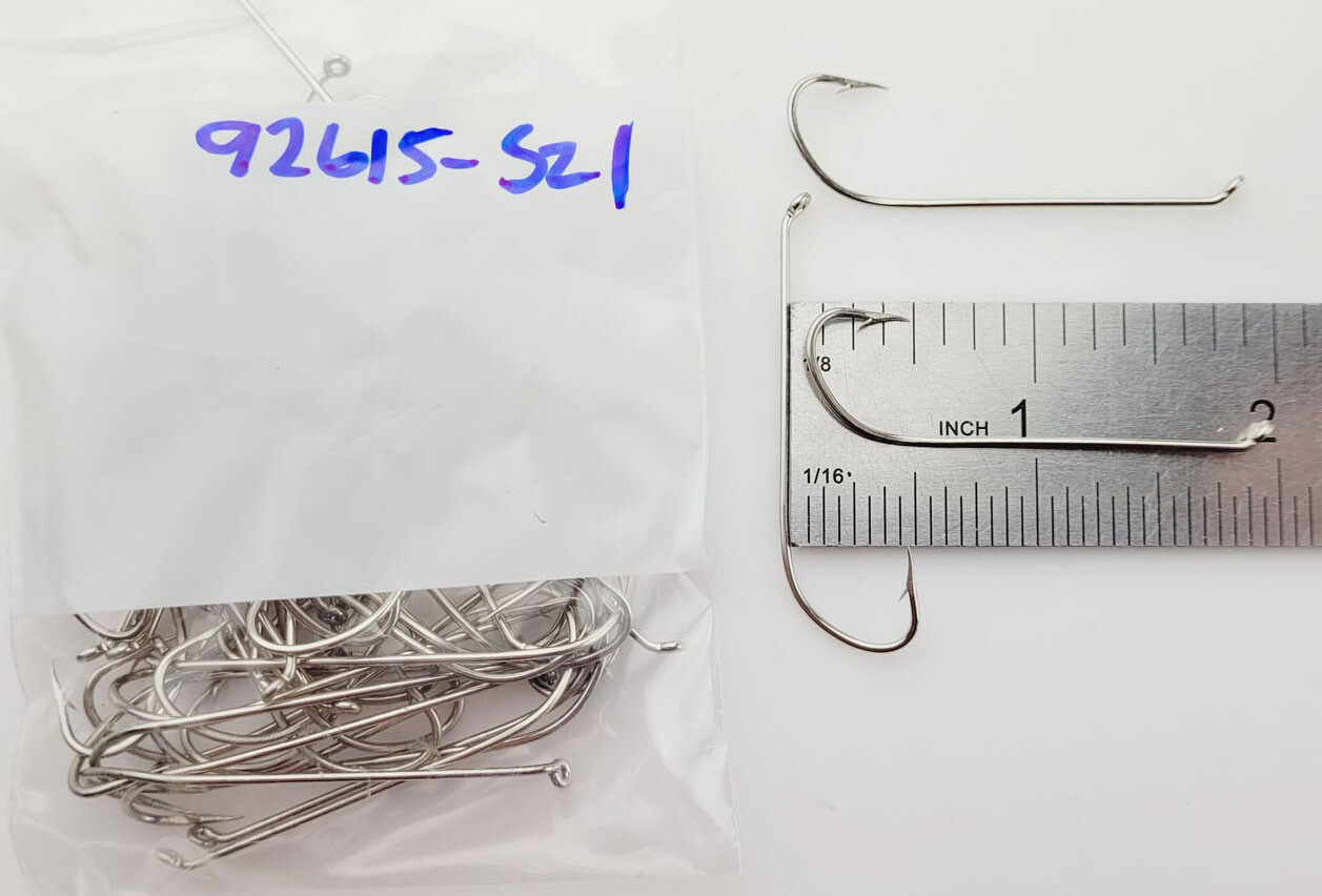 Mustad 92615-NI Long Shank Nickel Beak Hook Up Eye (size:1, qty:50pcs) REPACKED