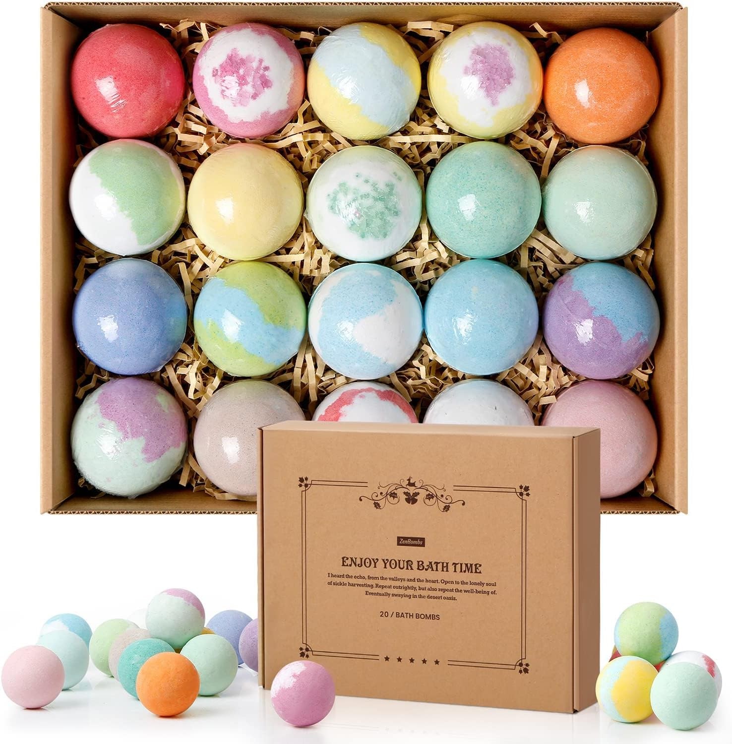 Bath Bombs Set, Natural Shea Butter & Safe Oil Bath Bomb for Skin