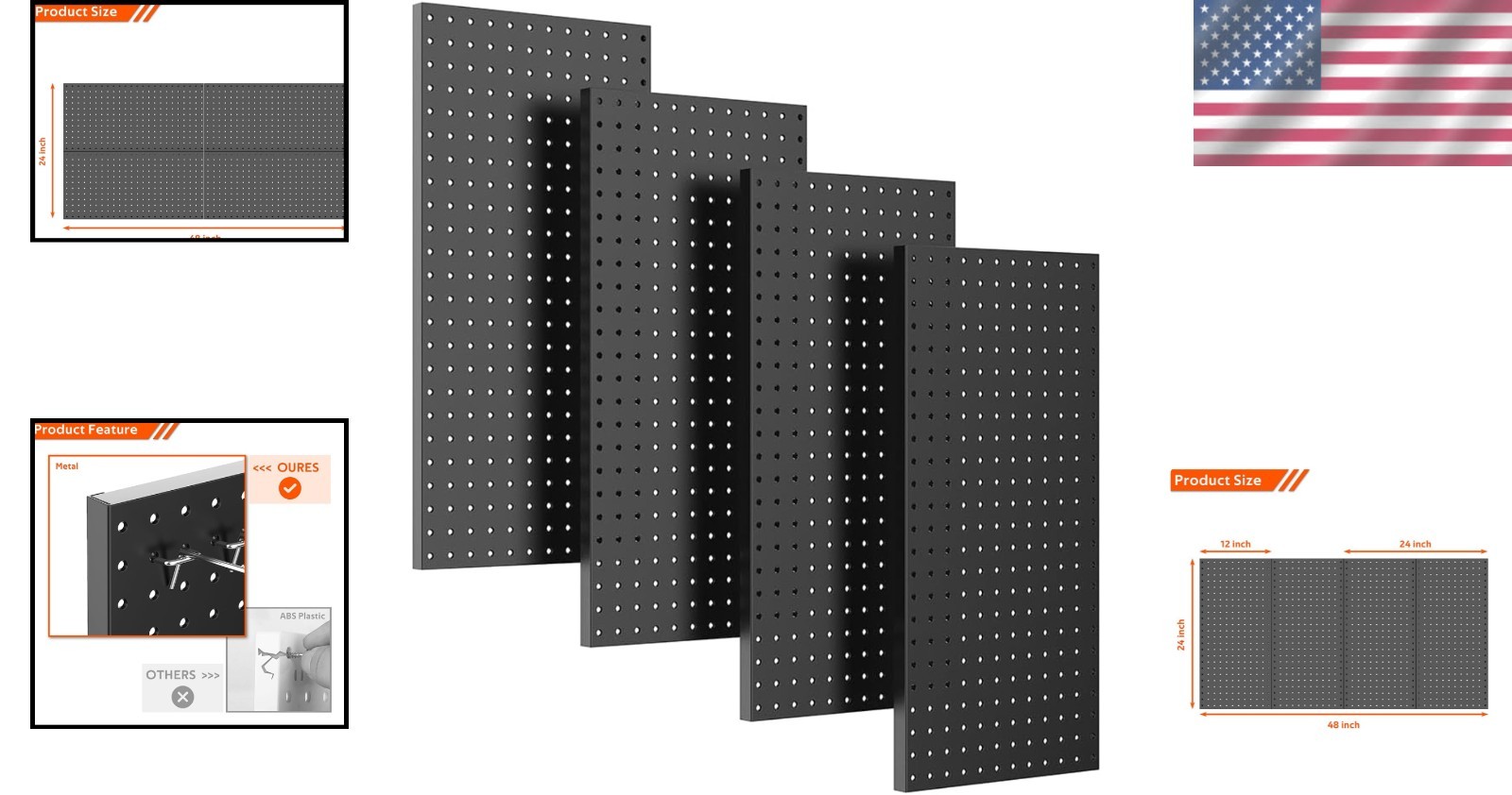 4 Pcs Rust-Resistant Metal Pegboard Wall Panels for Efficient Tool Storage